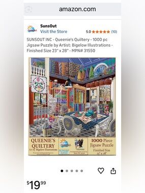 SunsOut Queenie's Quiltery 1000-Piece Jigsaw Puzzle - Colorful Quilt Shop Art